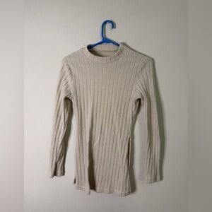 Women’s Cream Ribbed Long Sleeve Sweater